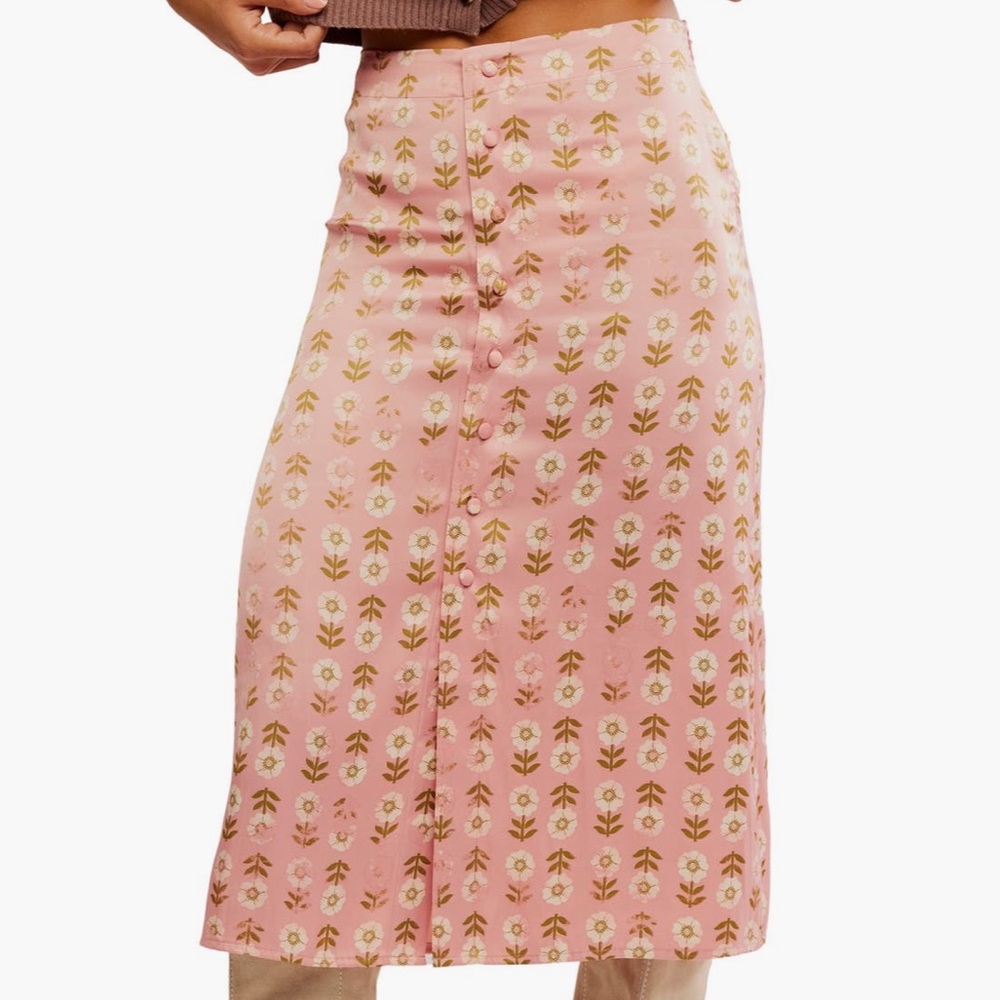 Size 2 - NWOT - Free People - Pink & Brown Floral Skirt